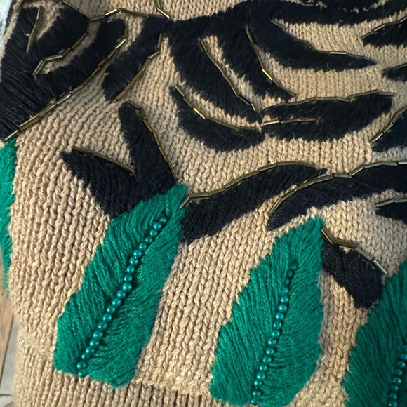 Victoria Jones VTG Jungle African Safari Animal Beaded Embroidered Sweater LG - Picture 11 of 15